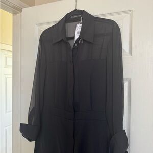 Mango Black Sheer-Panel Jumpsuit